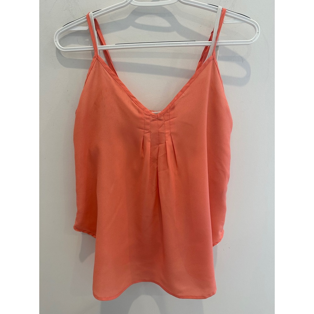 Ali + Kris Coral Orange Pleated V-Neck Camisole Tank Top Medium SO1459-AK